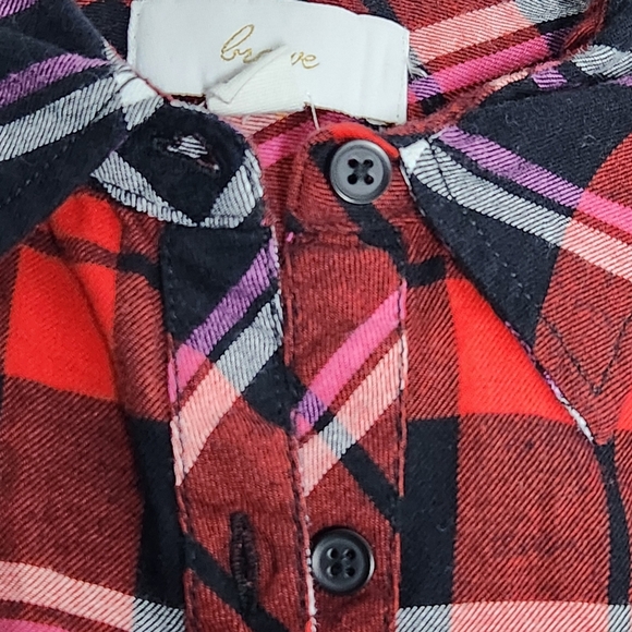 Braeve Flannel plaid peplum button down red black large - Picture 9 of 13